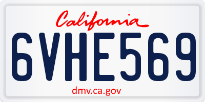 CA license plate 6VHE569