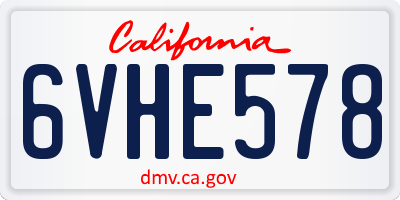 CA license plate 6VHE578
