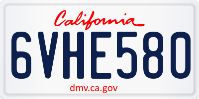CA license plate 6VHE580