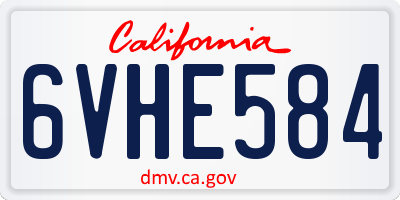 CA license plate 6VHE584