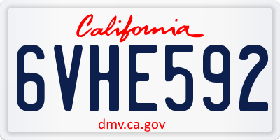 CA license plate 6VHE592