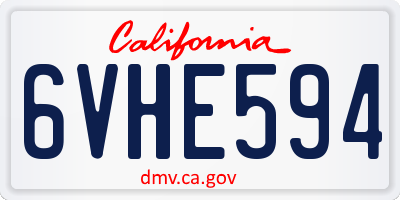 CA license plate 6VHE594