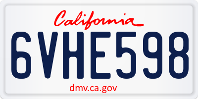 CA license plate 6VHE598
