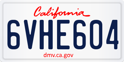 CA license plate 6VHE604