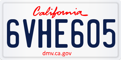CA license plate 6VHE605