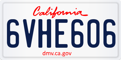 CA license plate 6VHE606