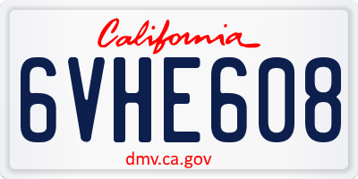 CA license plate 6VHE608