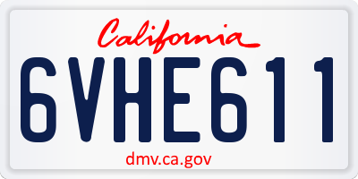 CA license plate 6VHE611