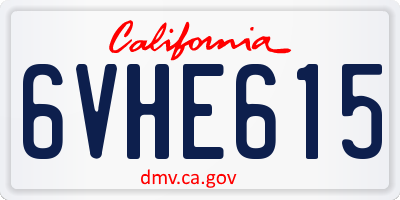 CA license plate 6VHE615
