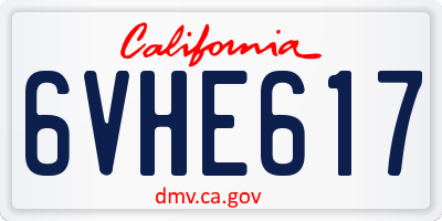 CA license plate 6VHE617