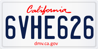 CA license plate 6VHE626