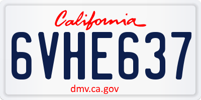 CA license plate 6VHE637