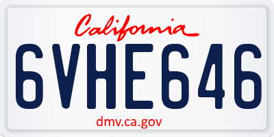 CA license plate 6VHE646