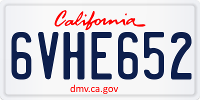 CA license plate 6VHE652