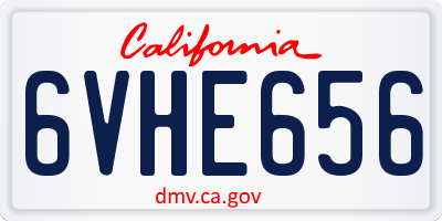 CA license plate 6VHE656