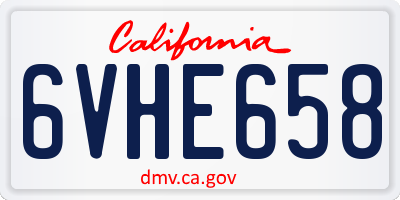 CA license plate 6VHE658