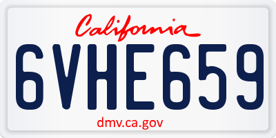 CA license plate 6VHE659