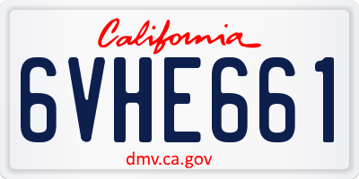 CA license plate 6VHE661