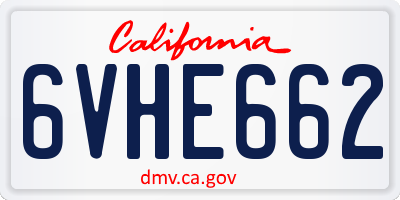 CA license plate 6VHE662