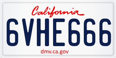 CA license plate 6VHE666