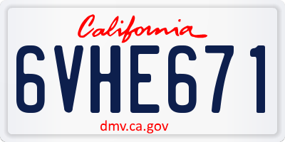 CA license plate 6VHE671