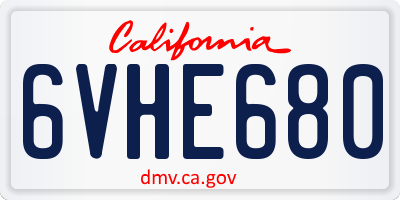 CA license plate 6VHE680