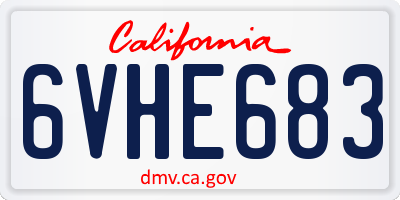 CA license plate 6VHE683