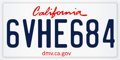 CA license plate 6VHE684