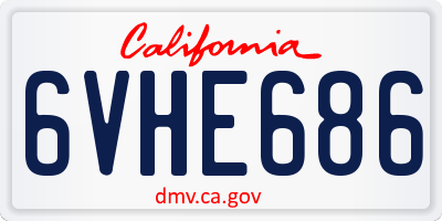 CA license plate 6VHE686