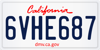 CA license plate 6VHE687
