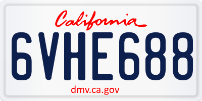 CA license plate 6VHE688