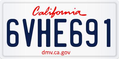 CA license plate 6VHE691