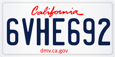 CA license plate 6VHE692