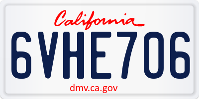 CA license plate 6VHE706