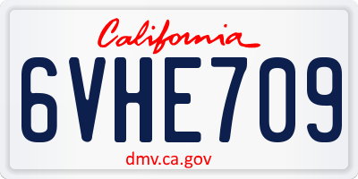 CA license plate 6VHE709