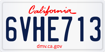 CA license plate 6VHE713
