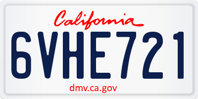 CA license plate 6VHE721