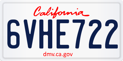 CA license plate 6VHE722
