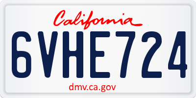CA license plate 6VHE724
