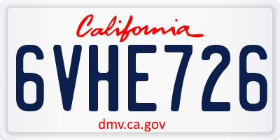 CA license plate 6VHE726