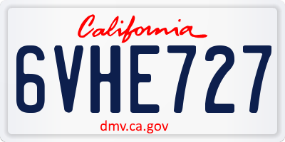 CA license plate 6VHE727