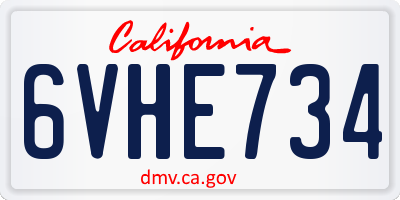 CA license plate 6VHE734
