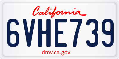 CA license plate 6VHE739