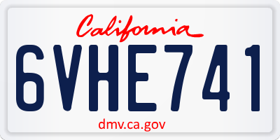 CA license plate 6VHE741