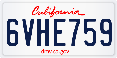 CA license plate 6VHE759