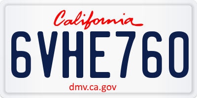CA license plate 6VHE760