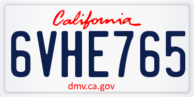 CA license plate 6VHE765