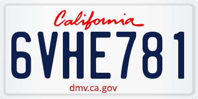 CA license plate 6VHE781