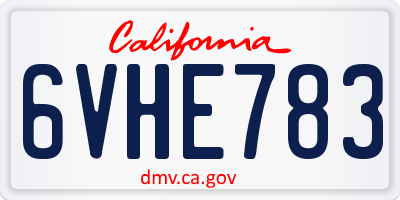 CA license plate 6VHE783