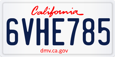 CA license plate 6VHE785